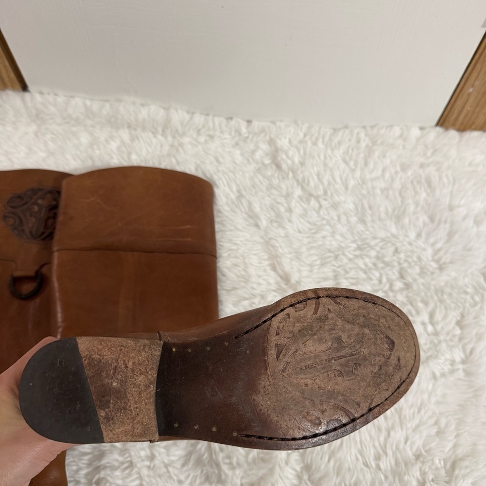 Frye Brown Leather Knee High Cowgirl Boots Size 6.5 - Picture 4 of 16